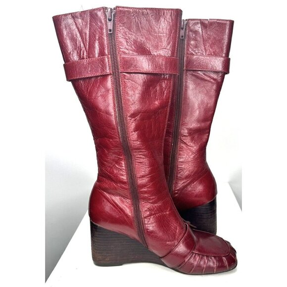 Miz Mooz Boots Womens Broadway Wedge Heel Buckle Granny Witchy Red Size 36 US 6 - Picture 4 of 12